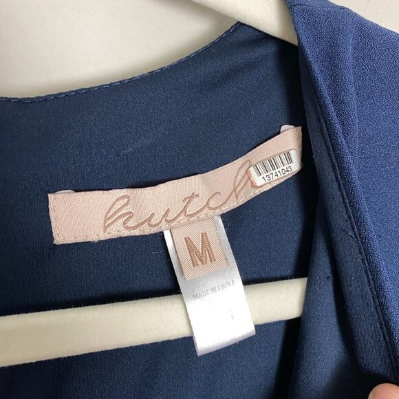 Hutch Colorblock Faux Wrap Midi Dress Womens Medium Short Sleeves Ruffle Belted - Picture 4 of 7